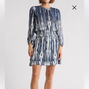 NWT Rails Inez Navy and White Long Sleeve Mini Dress size S